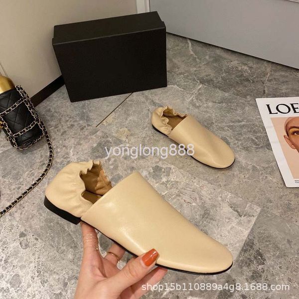

dress shoes round head cloud low heel shoes women's versatile two wear literary leather deep mouth, Black