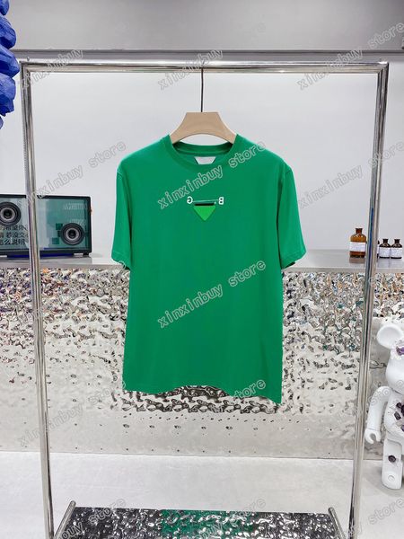 

22ss women designers t shirt tee triangle leather letter short sleeve man crew neck streetwear black white green xinxinbuy xs-l
