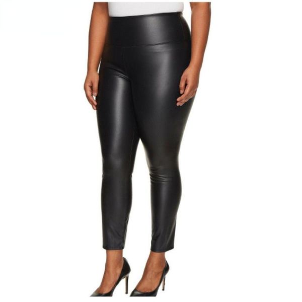 Calças de tamanho grande feminino perneiras para mulheres grandes 4xl 5xl Black Girls Spandex Clothing Faux Leather Pu Leggingswomen's
