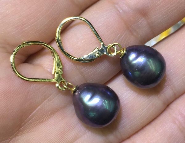 

79mm black south sea drop pearl dangle earring, Silver