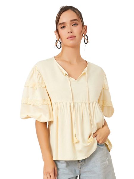 

puff sleeve peplum l5vb#, White