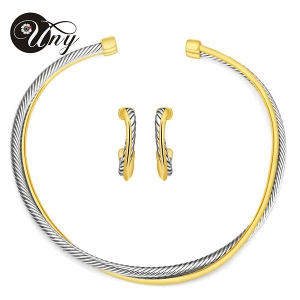 

uny promotions jewelries sets 2 tone jewelry set plated fashion jewelries sets simple jewelry set women 210320, Silver