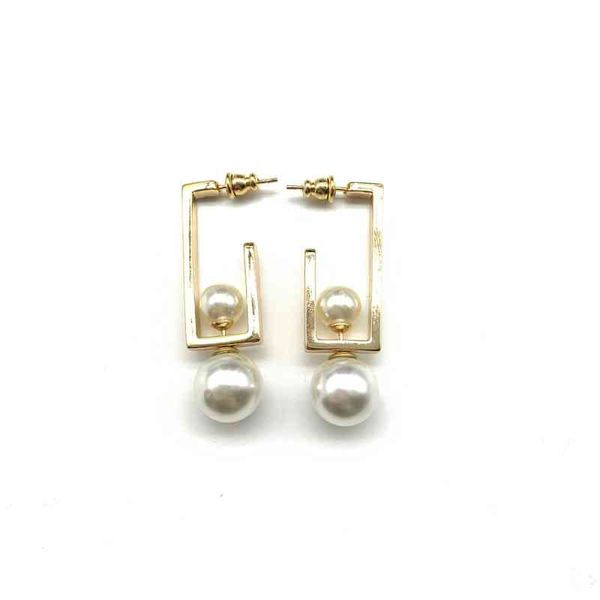 

cyber monday new rectangular simple pearl earrings, Golden