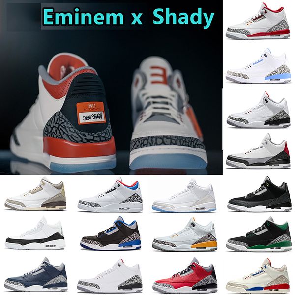 

jumpman 3 3s mens women basketball shoes eminem x shady unc cardinal red court purple mocha black cat white cement katrina men women racer t