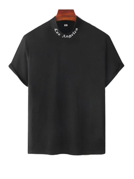 

men letter graphic mock neck tee t1lv#, White;black