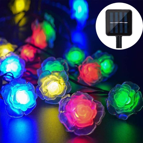 Saiten 20/30/50/100/200 Led Solar Licht Wasserdichte Outdoor Rose Blume String Für Urlaub Weihnachten Party hochzeit DekorationLED StringsLED