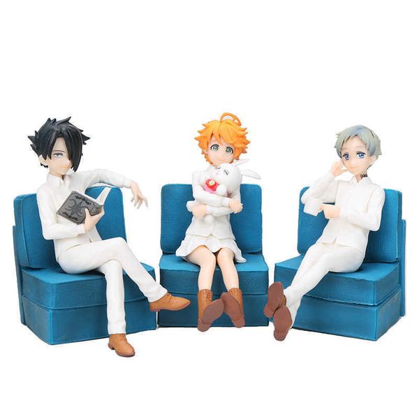 

huiya01 13cm japan anime the promised neverland norman emma ray action figure sitting sofa pvc model toys q0722