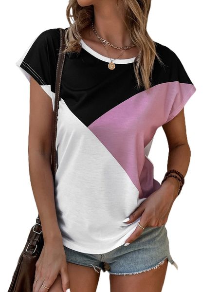 

colorblock batwing sleeve tee x3vf#, White