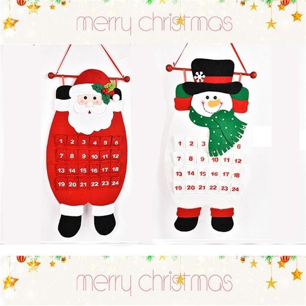 2PCS Calendario dell'Avvento di Natale Babbo Natale Pupazzo di neve Calendario appeso 2021 Calendario del conto alla rovescia di Natale Decorazione di Natale per la casa T200909