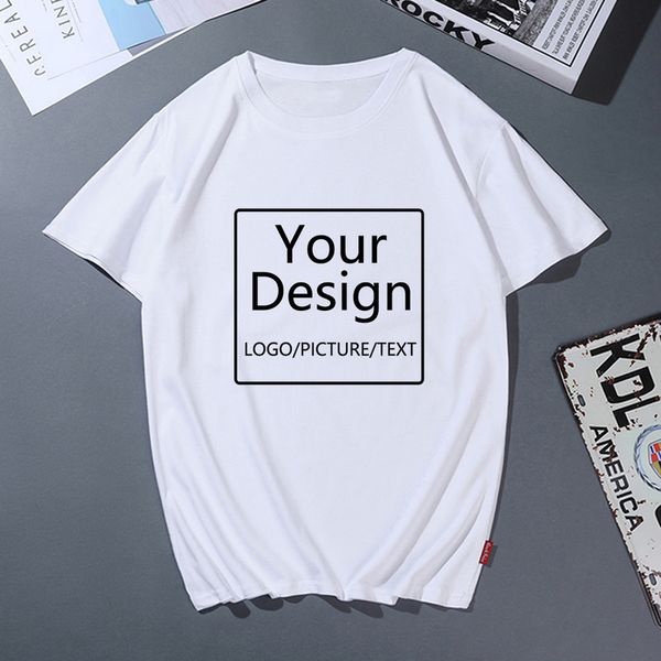 

customized print t shirt women girls diy po tees t-shirt mens boys clothes casual oversized tshirt tees female 220611, White