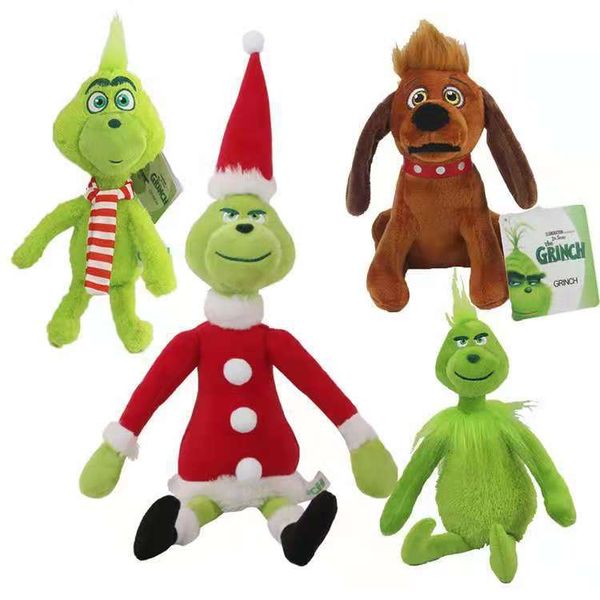 

11.8" 30cm grinch christmas green monster plush toy dog soft stuffed cartoon animal doll for kids christmas gifts