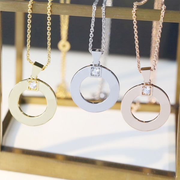 

europe america fashion style necklace men lady women brass 18k gold engraved b letter settings one diamond big circle pendant, Silver