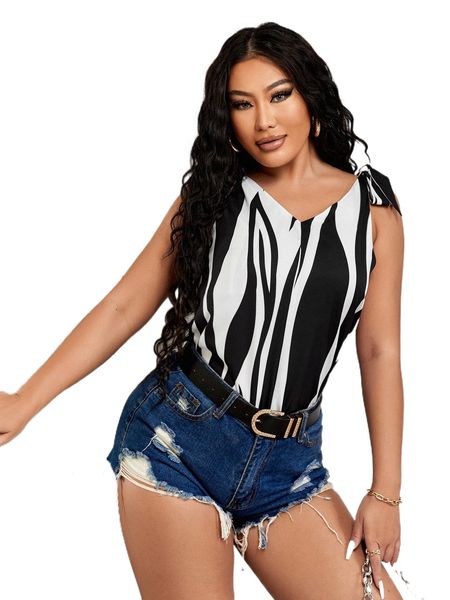 

sxy knot shoulder graphic tank k8dj#, White