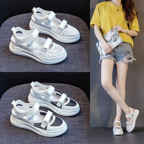 

women's fashion flat sandals summer 2022 new flat bottom breathable fashion casual sports baotou classic luxury mesh shoes ins daddy st, Black