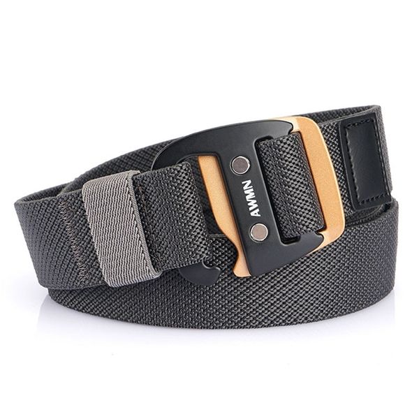 

men's elastic belt for jeans pants metal buckle casual nylon wear-resistant woven stretch outdoor sports accessories 220427, Black;brown