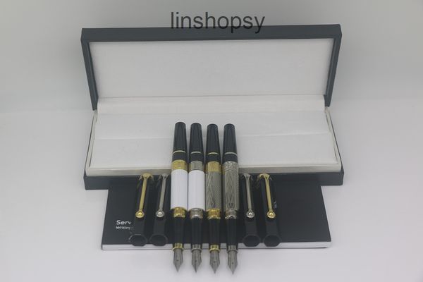

luxury william shakespeare 4 style fountain pen up black down white and gold/silver/rose gold trim with serial number office