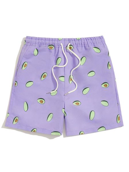 

men fruit print drawstring waist shorts k7a9#, White;black
