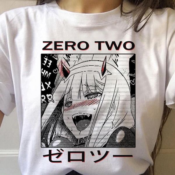 

t-shirt zero two women darling tee in the franxx anime harajuku girl print loose summer short sleeve chic female, White