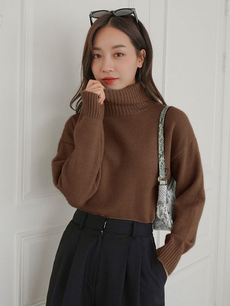 

dazy solid turtleneck drop shoulder sweater j3ur#, White;black