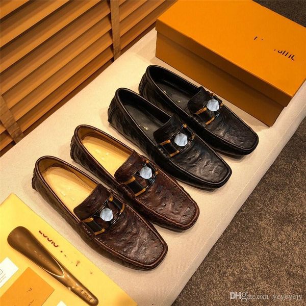 

g1 19ss mens shoes designer leather genuine casual luxury loafers men moccasins shoes slip-on soft flats footwear lightweight driving shoe a, Black