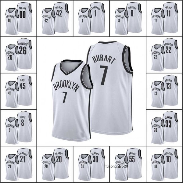 

men brooklyn nets''james harden kevin durant kyrie irving nicolas claxton jeff green custom 2022 white association jersey, Black