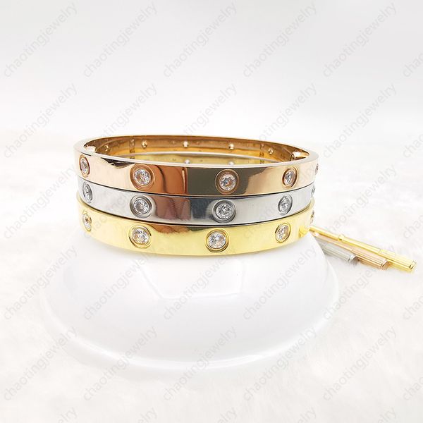 

10 diamond designer bangle women mens 7mm width 16-19cm bracelets silver rose gold heart bracelet screwdriver couple jewelry, Black