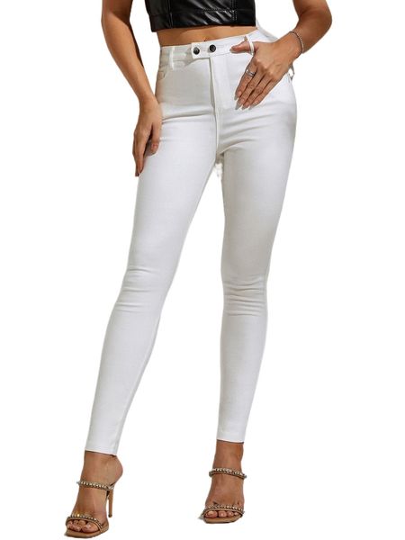 

apperloth a high waist pu leather skinny pants r7yn#, Black;white