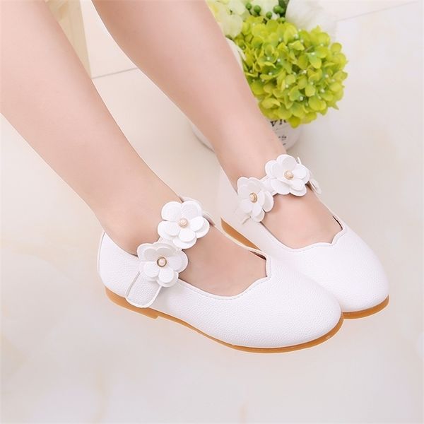 

112 year old kids baby toddler flower children wedding party dress princess leather for girls school dance shoes white 220607, Black;red