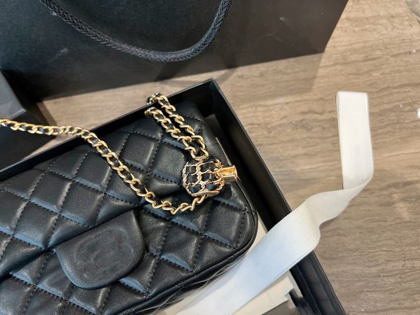 

small luxury designer bag c fashion women's bag shoulder crossbody portable chain black white two-color optional trendy versatile
