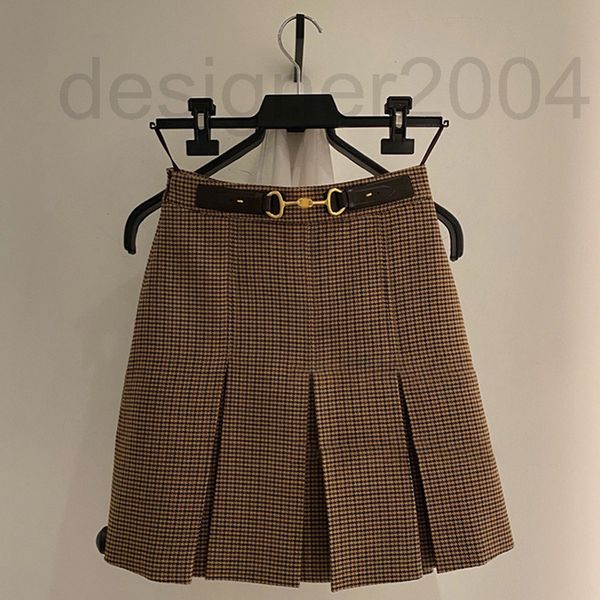 

skirts designer 21 autumn and winter design sense thousand bird lattice metal arc de triomphe college style half length pleated skirt women&, Black