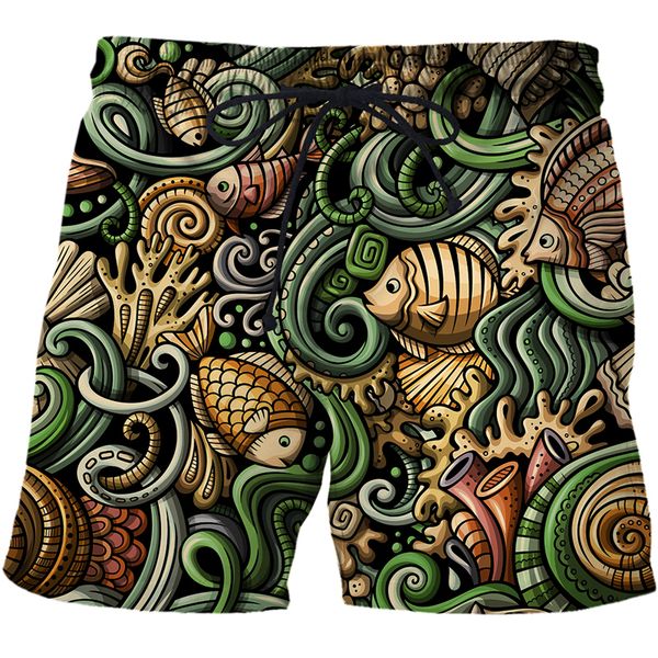 

summer man's beach shorts swim sports pants marine organism 3d print man surfing short breathable male gym surf board swimsuit 220624, White;black