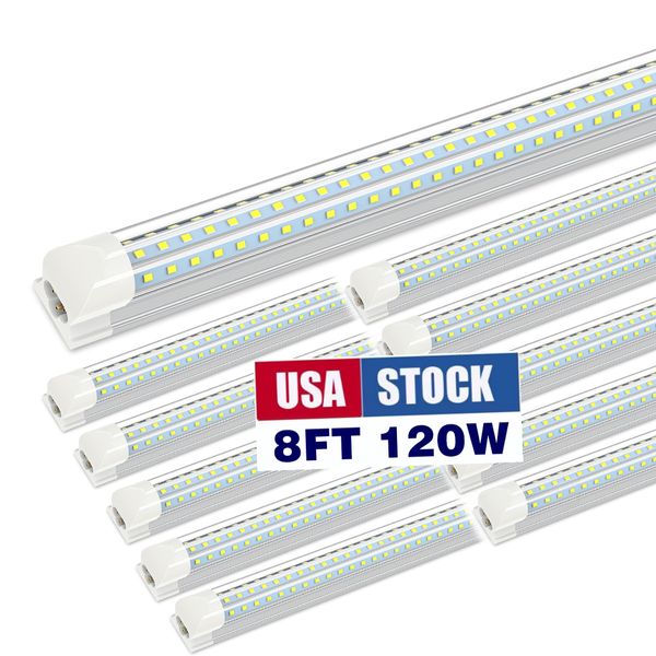 JESLED 8Ft T8 Tubo LED 4ft 8ft 120W LED a forma di D Tubi per porte di raffreddamento Illuminazione Congelatore Luci per negozi Apparecchio integrato per garage Magazzino Officina