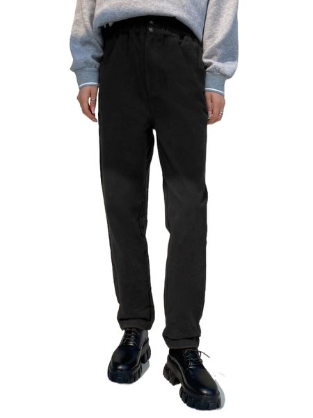 

dazy slant pocket straight leg pants 57cr#, Black;white