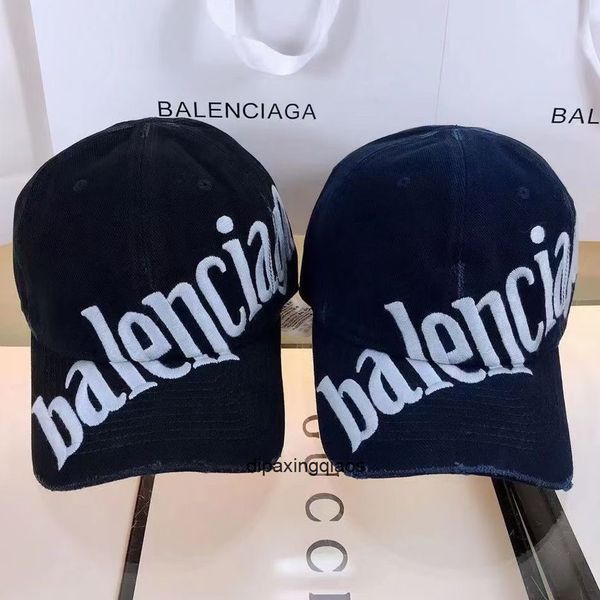 

ball caps paris b balencaigass letter printed 2022 spring and summer new spot b home embroidery washed vintage baseball cap paris tide brand, Blue;gray