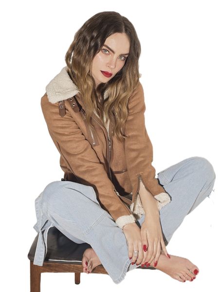 

x belinda borg collar zip detail teddy lined suede jacket d2wf#, Black;brown