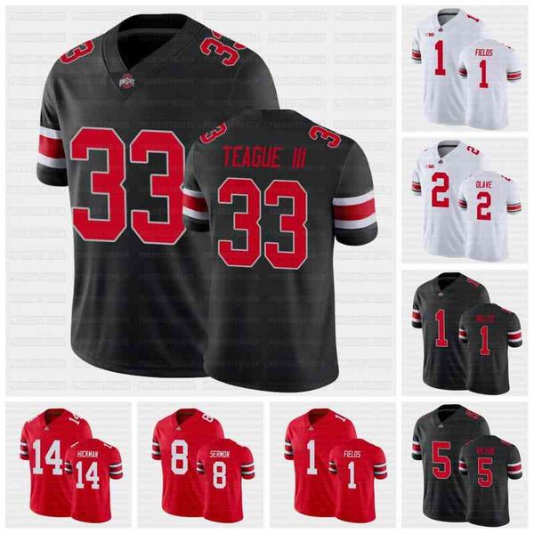 

c202 ohio state buckeyes ncaa college football jersey 1 braxton miller 2 chris olave okudah fields wilson sermon hickman wade johnson, Black