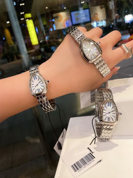 

classic designer snake watches ladies serpent watch decoration stainless steel silver triangle case waterproof watch gift 2022, Slivery;brown