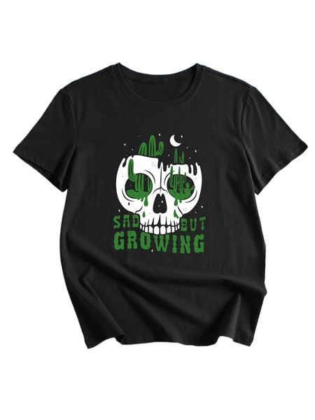 

romwe x vikilester skull l.etter graphic tee y8wy#, White