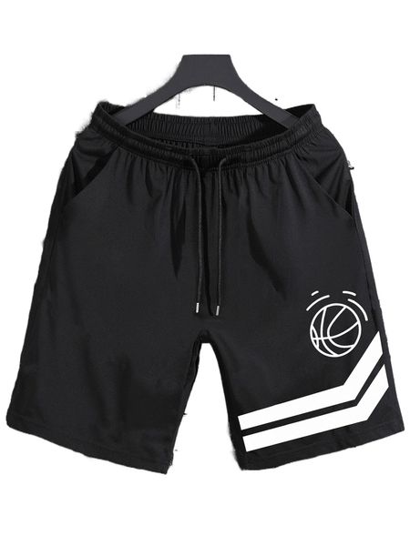 

men striped & graphic print shorts s8m3#, White;black