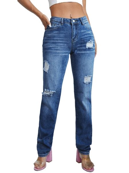 

ripped mom fit jeans p9te#, Blue