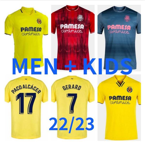 

2022 2023 villarreal cf s.cazorla soccer jerseys 22 23 home chukwueze fornals pedraza moreno ekambi iborra football shirt men kids kit, Black
