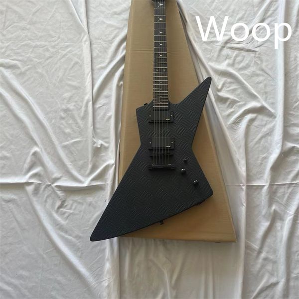 

in stock special custom electric guitar full-body matte black body cow head fingerboard inlaid emg pick guitars guitarra