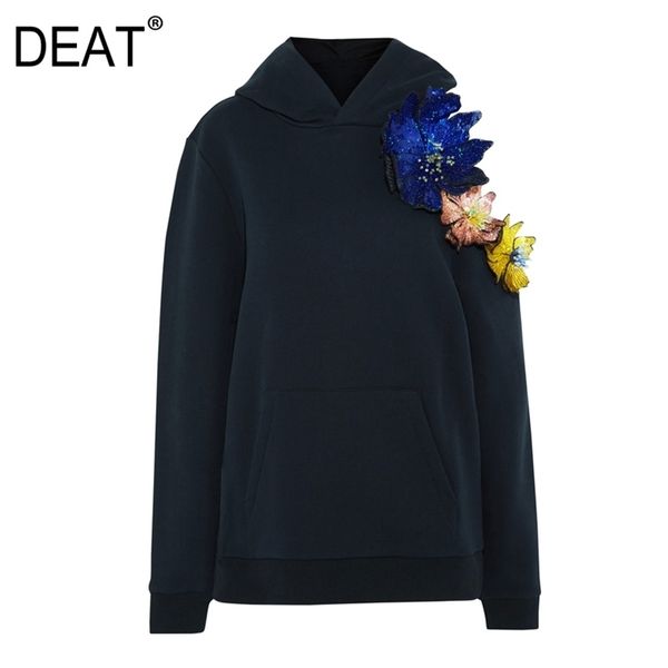 

deat loose fit strapless oversize swearshirt new hooded neck long sleeve women big size fashion autumn winter lj200811, Black