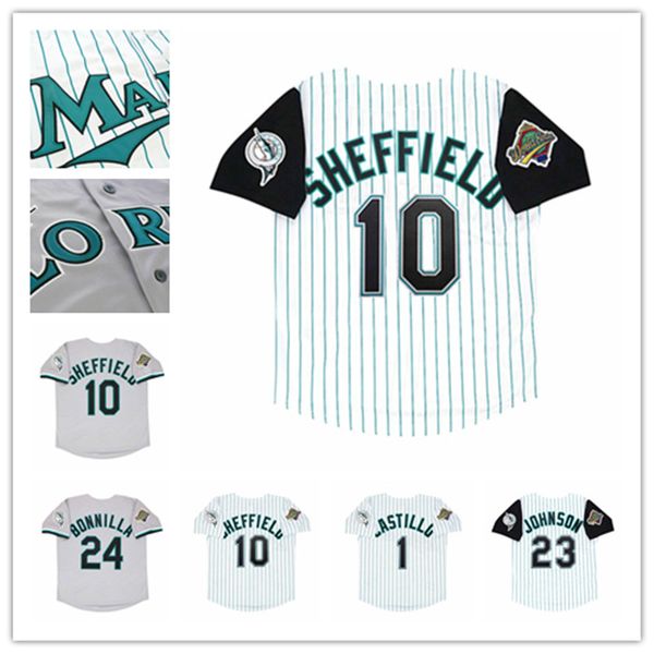 

Custom 1997 Florida Retro WS Baseball Jerseys Gary Sheffield Bobby Bonilla Jeff Conine Darren Daulton Luis Castillo Charles Johnson Kevin Brown Stitched Grey, Man nk coolbase black