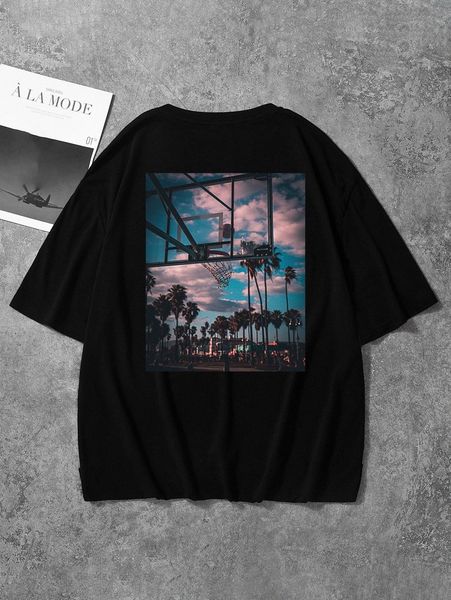 

men scenery print tee d2tp#, White;black