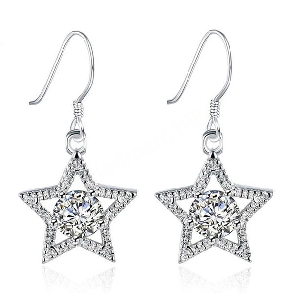 

925 sterling silver aaa zircon stars dangle earrings charm women jewelry fashion wedding engagement party gift