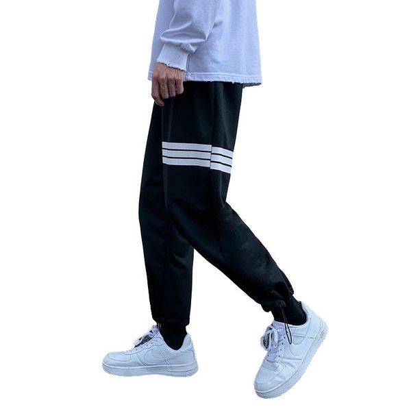 

men's pants men's pants korean men's leggings stretchy casual pencil plush stripe tactical trousers summer man japan gym men, Black