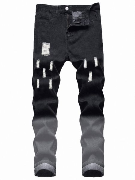 

romwe guys ripped jeans f2pw#, Blue