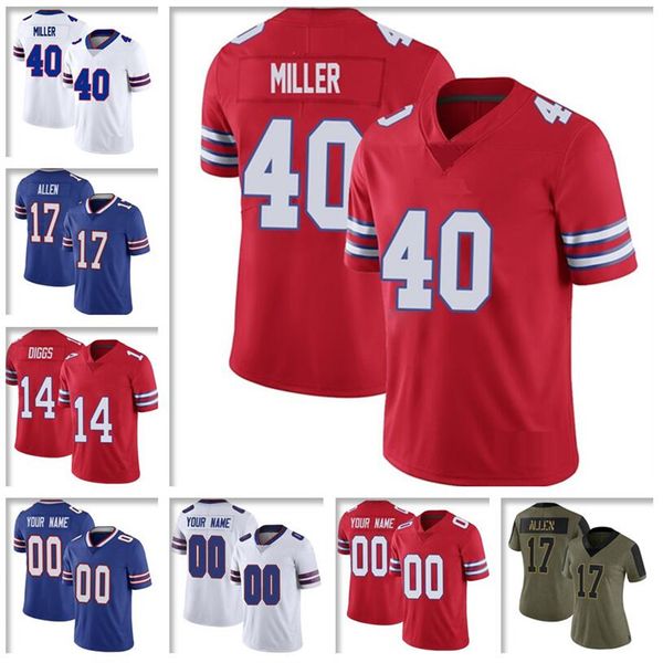 

fans josh allen jersey von miller stefon diggs dawson knox o.j. howard micah hyde bruce smith tre'davious white custom american footbal, Black