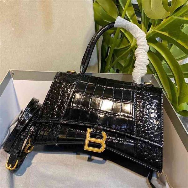 

handbags crossbody balencaigass trend paris bag 2022 b b family high version hourglasss bag leather women's bag word buckle crocodile s